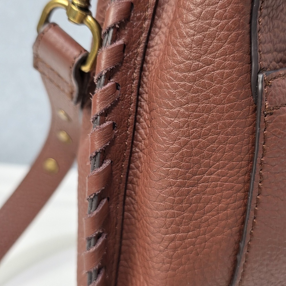 American Leather Co Luca Triple Entry Crossbody Purse Brown - Picture 7 of 16